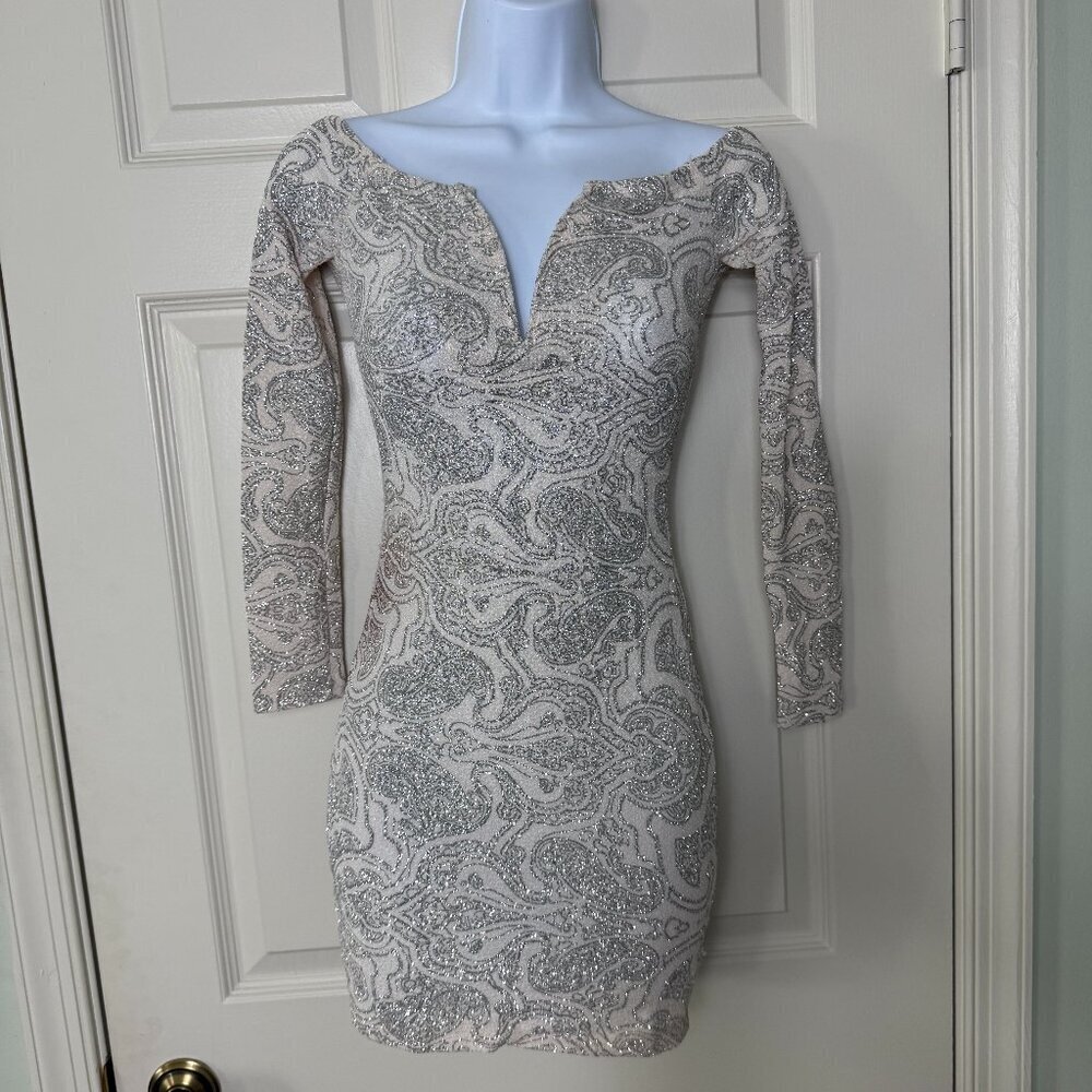 G by GUESS Beige Sequin Bodycon Dress - XS
